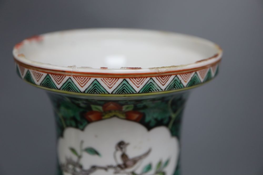 A pair of Chinese famille verte vases, height 36cm